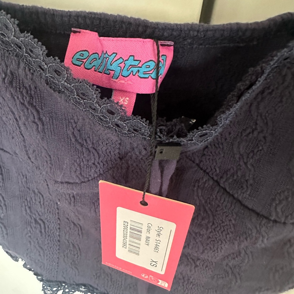 Edikted Navy Lace Trim Top
